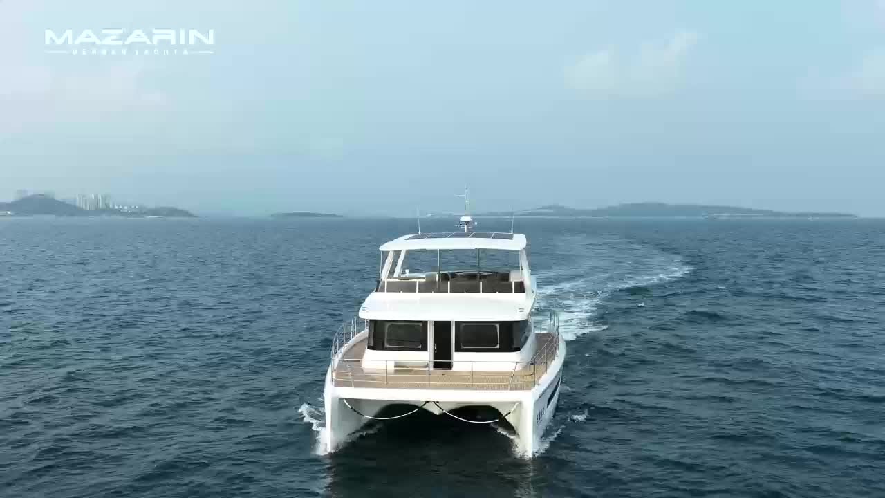 55FT power catamaran with huge fly bridge is equipped with  2*YANMAR 6LY400 diesel engines.  Top spe